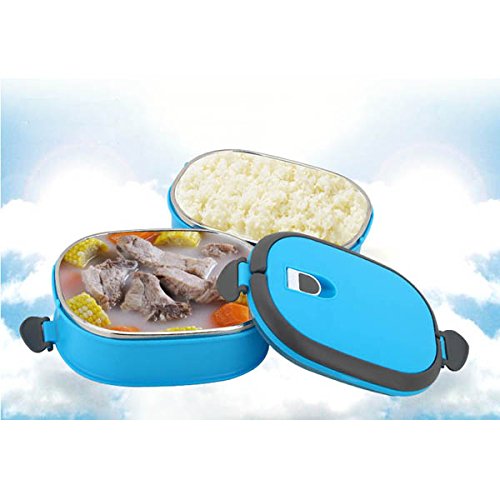 Aliciashouse Vakuum-Dichtung Stacking isolierter Lunch Box Edelstahl thermische Isolierung Bento Box Dual Griff Container-grüne & 2 Schicht - 4