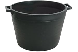 ICS Mastellotto Tondo In Materiale Plastico, Idoneo Per Miscelare La Malta. Colore Nero, Con Manici. Dimensioni: Ø Cm.40, H. Cm.30.