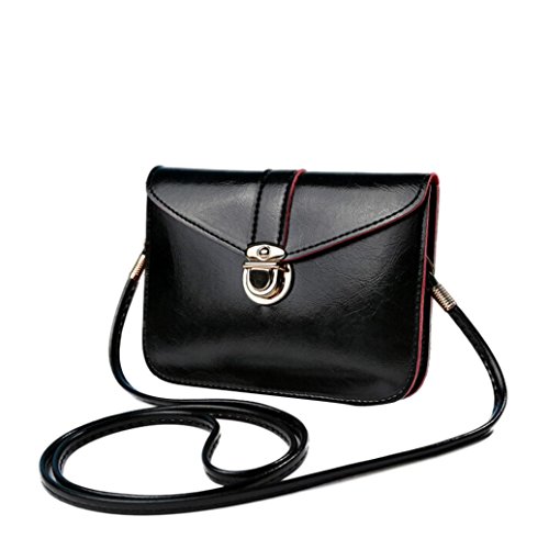 Preisvergleich Produktbild SubfamilyFashion Zero Geldbörse Tasche Leder Handtasche Single Schulter Messenger Phone Bag Portemonnaie Kreditkartenetui Geldklammer Elegant Retro Kleine Damentasche Schultertasche Handtasche (Schwarz B)