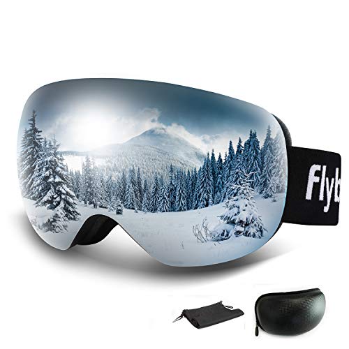 Flyboo Skibrille Snowboard Brille Große Sphärische Rahmenlose auch für Brillenträger Herren und Damen Doppel-Objektiv OTG Ski Goggles 101% UV-Schutz Anti-Nebel und Helmkompatib