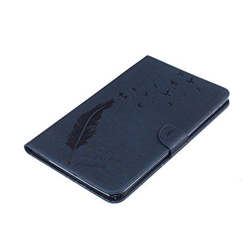 Samsung Galaxy Tab E 9.6-Inch SM-T560 Hülle, DEENOR Stilvoll 3D Drucken Feather und Vögel Serie Brieftasche Tasche PU Leder Flip Protective Stand Tasche Schutzhülle Hülle für Samsung Galaxy Tab E 9.6-Inch SM-T560 / T561 / T565.[Feather-Dark Blue] - 7