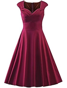 LUOUSE Damen Audrey Hepburn 50s Retro Vintage Bubble Skirt Rockabilly Swing Evening Kleider