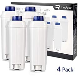 Rhodesy Filtres à eau DLSC002, Filtre à eau Cartouche à Charbon Actif Compatible avec Machines à café ECAM, ESAM, ETAM, BCO, EC. (Lot de 4)