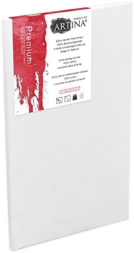 Artina Art Canvases 40 x 80 cm Stretched &amp; Triple Primed Premium Quality Artist Blank Canvas Bulk 16 x 31 Inch