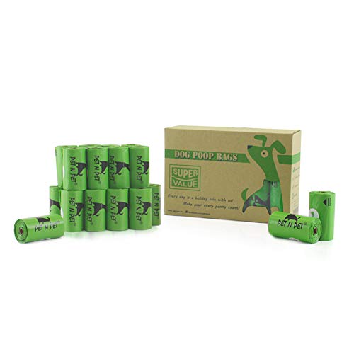 PET N PET Poop sacchetti biodegradabili, 24 rotoli/360 borse Dog sacchetti di rifiuti Unscented antigoccia Easy tear-off