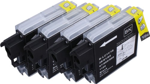 4 Multipack XL Brother LC-1100 , LC-980 , LC-985 Patronen Kompatible. 4 schwarz für Brother DCP-145C, DCP-163C, DCP-165C, DCP-167C, DCP-185C, DCP-195C, DCP-197C, DCP-365CN, DCP-373CW, DCP-375CW, DCP-377CW, DCP-383C, DCP-385C, DCP-387C, DCP-395CN, DCP-585CW, DCP-6690CW, DCP-J125, DCP-J140W, DCP-J315W, DCP-J515W, DCP-J715W, MFC-250C, MFC-255CW, MFC-257CW, MFC-290C, MFC-295CN, MFC-297C, MFC-490CW, MFC-5490CN, MFC-5890CN, MFC-5895CW, MFC-6490CW, MFC-6890CDW, MFC-790CW, MFC-795CW, MFC-990CW, MFC-J220, MFC-J265W, MFC-J410, MFC-J415W, MFC-J615W, MFC-J615W. Tintenpatrone. Tinten kompatible Druckerpatronen. LC-1100BK , LC-980BK , LC-985BK © Patronenland