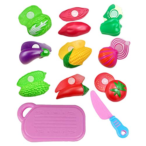 Preisvergleich Produktbild Toyvian Küchenspielzeug Kunststoff Schneidbaren Gemüse Lebensmittel mit Messer Brett Schneiden Spielzeug für Kinder 10 Stück