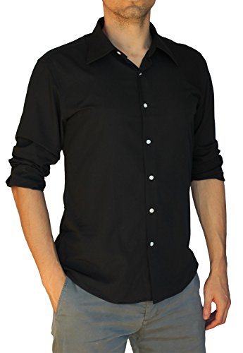 Preisvergleich Produktbild BANQERT Herren Langarmhemd "SMART SWAG" / leichte, knitterarme bügelarme Stoffmischung / Herren Hemd bügelfrei Männer Freizeithemd Einfarbig / Schwarz S
