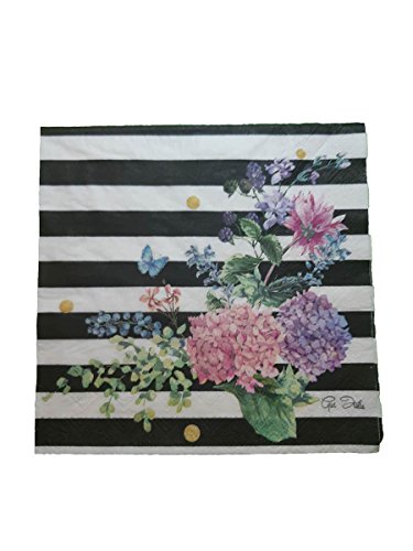 Preisvergleich Produktbild Givi Italia 63845 schwarz Blume Servietten, mehrfarbig, 33 x 33 cm