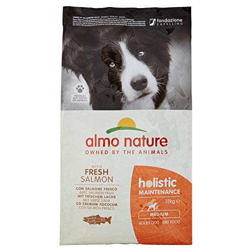 Almo Nature Cibo per cani olistico medio, con salmone e riso, 12 kg