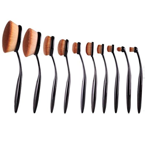 Bessky 10PC/Set Toothbrush Style Eyebrow Brush Foundation Eyeliner Makeup Brushes