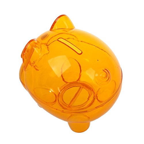 SODIAL(R) Plastik Sparschwein Muenzen Bargeld Speicher Klar Orange - 4