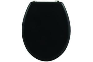 MSV - Abattant WC MDF CLÉO - Charnières Inox - 42.5 x 36.5 x 1.6 cm - Noir Mat - Résistant à l'humidité - Facile à nettoyer - Convient à la plupart des toilettes standard