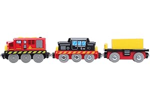 BYNYXI Train électrique Train en bois, chemin de fer Locomotive électrique pour enfants Train en bois Train Mini locomotive Train à piles Compatible avec les jouets de rail en bois pour enfants 3 4 5 6 ans