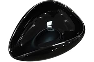 FSSTUD Small Ceramic Tea Spoon Rest Coffee Stirrer Spoon Holder Cute Teaspoon Rest Dining Table Spoons Holder Soy Sauce Dipping Bowl Sushi Seasoning Dish Coffee Bar Accessories Black