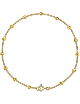 CLEVER SCHMUCK Vergoldetes Fußkettchen Panzer 27 cm (auch kürzer tragbar) mit vielen Kugeln Ø ca. 2,5 mm dazwischen...