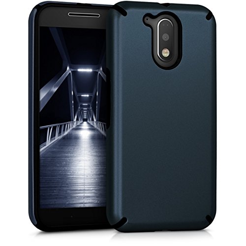 kwmobile Funda para Motorola Moto G4   Moto G4 Plus - Carcasa Protectora  h  brida  de  TPU  - Cover Trasero en  Azul Metalizado 