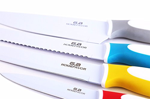 GA Homefavor Premium Messer Set aus Rostfreiem Edelstahl mit Keramik-Beschichtung Inklusive Gemüseschäler - 4