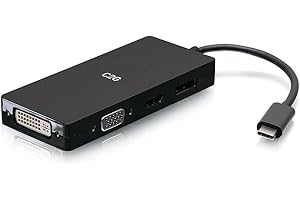 C2G USB-C® Multiport Adapter, 4-in-1 Video Adapter with HDMI®, DisplayPort™, DVI, & VGA - 4K 60Hz Compatible with MacBook Pro/Air, iPad Pro/Air, Galaxy,Surface Pro,XPS etc.