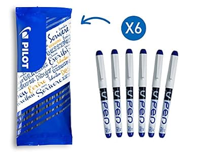 Pilot - Lot de 6 Stylos Plume V-Pen effaçable - Bleu - Plume Moyenne