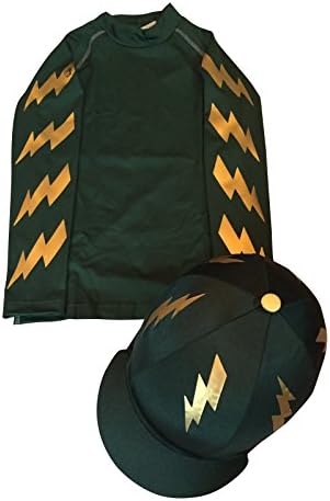 SXC Eco Cross Country Colour XC Bottle Green Lightening bolts Eventing Equestrian Hat Silk (Adults S/M approx 10-12)