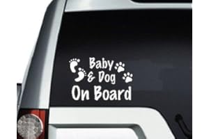 myrockshirt® Aufkleber Baby & Dog on Board 17 cm Autoaufkleber Auto Sticker Lack Heckscheibe Baby Bord aus Hochleistungsfolie ohne Hintergrund Profi-Qualität viele Farben zur Auswahl MADE IN GERMANY