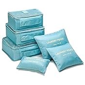 Styleys 6 Piece Sky Blue Polyester Blend Travel Storage Clothes Bag Luggage