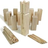 KUBB Wikinger-Spiel-Schach│ DAS SPIEL │ 100% Spielspaß – Bis zu 6 Mitspielern – Aus Kiefer-Holz inklusive Tragetasche - 2