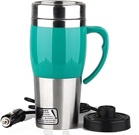 Auto Accessories HuanLeBao Candy Ribbon Handle Car Electric Cup Outdoor Sports Travel Hot Cup Insulation Cup 400ML , Green , 24V