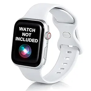 Vemigon Watch Strap Compatible with Apple Watch Straps 41mm 40 mm 38mm, Soft Silicone Sports Wristband for iWatch Series 7/6/5/4/3/2/1/SE (Watch Not Included) (41/40/38mm White)