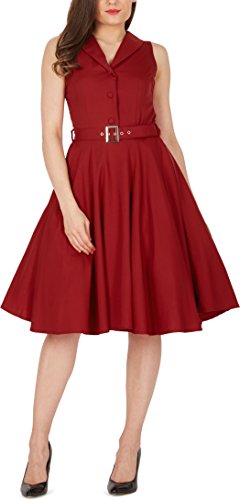 BlackButterfly 'Luna' Vestido Retro Clarity Años 50 (Rojo Oscuro, ES 36 - XS)