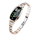 Smart Armband HD Farbe Wettervorhersage Wasserdichte Herzfrequenz Blutdruck Erkennung Weibliche Uhr (Color : Gold)