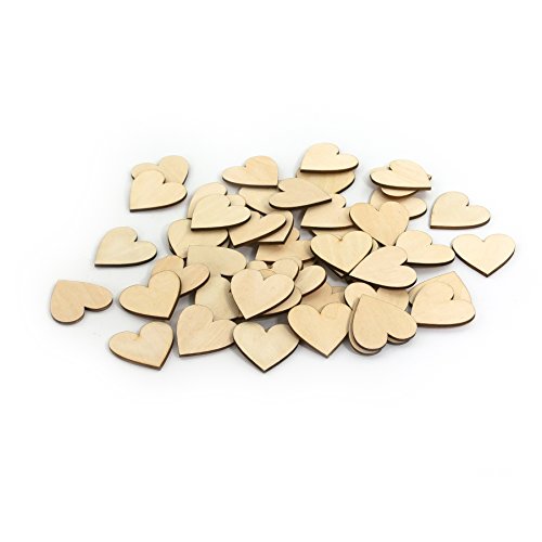 Oblique-Unique® 50 Stück Herz Holz Scheiben zur Dekoration Verzierungen Bearbeitung Handwerk - 3