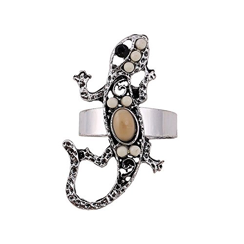 FTHIYK Vintage Personalidad Pequeño Gecko Estilo Aleación Anillo Diámetro Interior 18 Mm Tamaño Ajustable