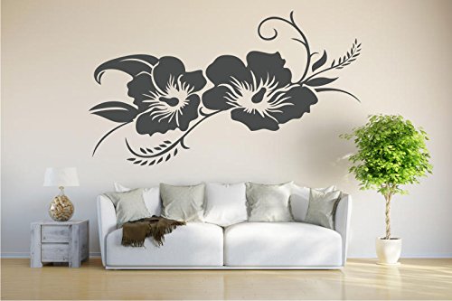Wandtattoo / Wandaufkleber - Hibiskusblüte - Hibiskus - 120cm x 99cm anthrazit E924