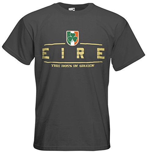 Irland Eire EM 2016 Fanshirt T-Shirt Trikot (Graphit, XXL)