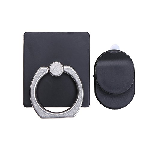 Tiaobug Smartphone Finger Halterung Ring & StÃ¤nder, 4 StÃ¼ck Handy Finger Griff Ring - Handy Halter Finger Ring aus Metall drehbare Halterung Schwarz One Size