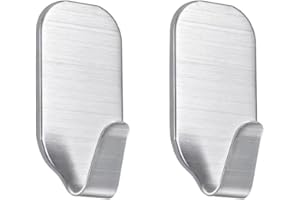 Crochet Adhésif, 2 Pcs Crochet Adhesif Acier Inoxydable, Crochets Auto-adhésifs, Crochet Adhesif Mural, Porte Serviettes en Acier Inoxydable, pour Cuisine, Salle de Bains, Balcons