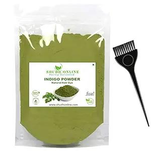 Shudh Online Indigo Powder Organic for Hair Black Colour (500 Grams), Natural Avuri Leaf Powder, Neela Amari, Neel Patti, Neelayamari, Neli Aku, Indico. Powder