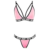 Unterwäsche Set für Damen/Dorical Frauen Frauen Brief Solide Patchwork Sexy Dessous Unterwäsche G- String Set S-XL Rabatt(Rosa,Large)