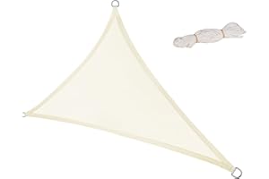 Laneetal Żagiel przeciwsłoneczny 2,5 x 2,5 x 3,5 m, trójkątny, 160 g/m², poliester, ochrona przed słońcem, ochrona przed promieniowaniem UV, do ogrodu, na balkon, taras, kremowy