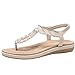 Produktbild BASACA Sandalen Damen Frauen Mädchen Strand Sommer Clip Toe Schuhe Frau Slipper Open-Toe Strass Gummiband Flache Freizeitschuhe Mode 2019 (35 EU, Beige)