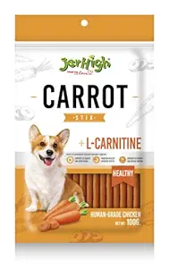 Jerhigh Chicken Dog Treats, Human Grade High Protein Chicken, Fully Digestible Healthy Snack & Training Treat, Free from by-Products & Gluten, Carrot (2 X 100g) Sold by DogsNCats