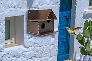 Sparrow daughter Leather Birdhouse with Two Holes Nest Box for Garden,Outdoor Decor for Attracting Birds for Bulbul Sparrow Budgies and Finches,Summer Season for Protection and Safety from Predators