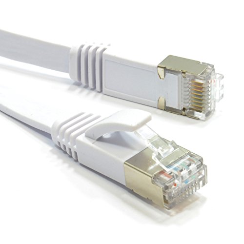 Flach CAT6A s STP Abgeschirmtes 500MHz Ethernet LAN Kabel RJ45 4 m Weiß - 3