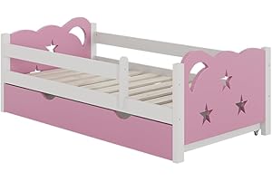 Oskar-Store Livinity Kinderbett Einzelbett Juniorbett Jessica modern Kinderzimmer Bett Bettschublade Rausfallschutz (Weiß-Pink, 140 x 70 cm ohne Matratze)