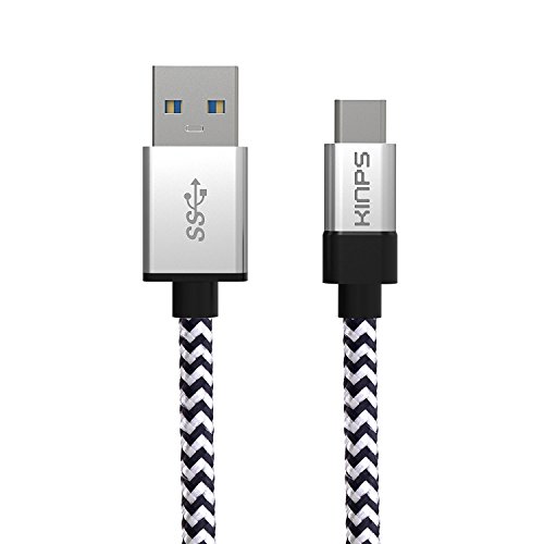 USB C Kabel, Kinps 1m Nylon-Umwickeltes Type-C 3.0 Ladekabel reversibel Connector for New MacBook 12 Inch, ChromeBook Pixel, Nexus 5X, Nexus 6P,and Other USB C Supported Devices.