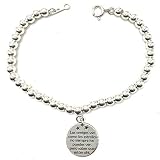 TAMAÑO BOLAS: 0,5mm. MASBARATA.ES Pulsera DE Bolas Y Medalla con DEDICATORIA Plata DE Ley,925mls