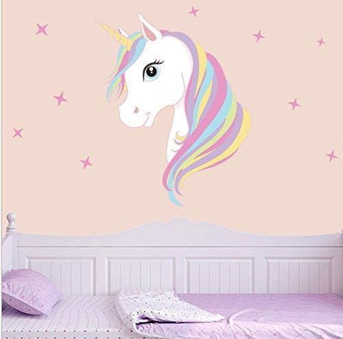 SROVFIDY Unicorn & Stars Wall Sticker Children's Bedroom Playroom Fun Adhesive Vinyl