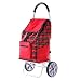 Produktbild HXPK Warenkorb Faltbarer Tragbarer Trolley Auto Aluminiumlegierung Haushaltsanhänger Gepäckwagen Trolley, Treppensteiger Gepäckwagen, Rot